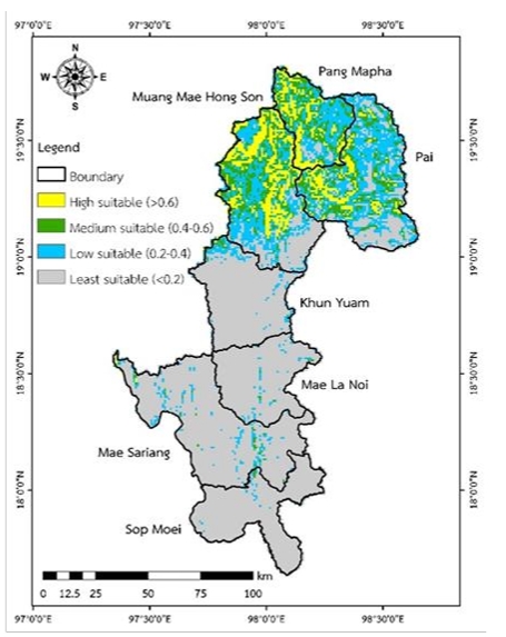 Suitability area of Teak (Tectona grandis Linn.f.) in natural area of the Nawamin Queen Teak forest