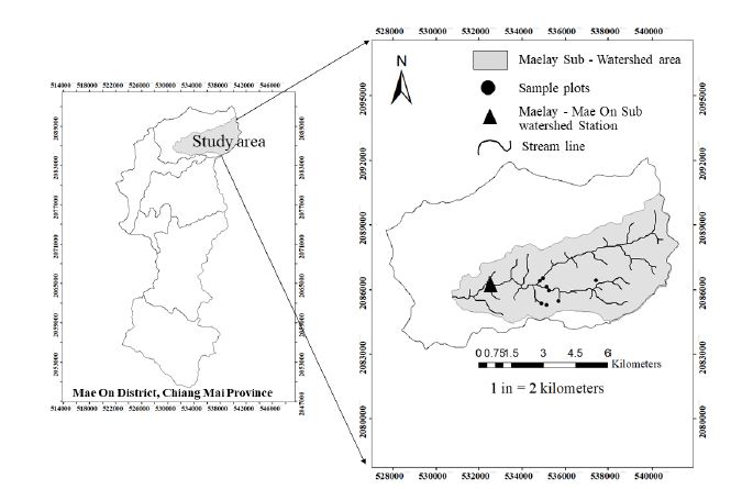 Sample plots determination for field survey at Maelay - Mae On Sub watershed area, Mae On District, Chiang Mai Province Province.